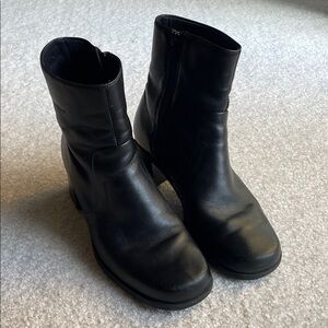 Platform Black Leather Ankle Boots